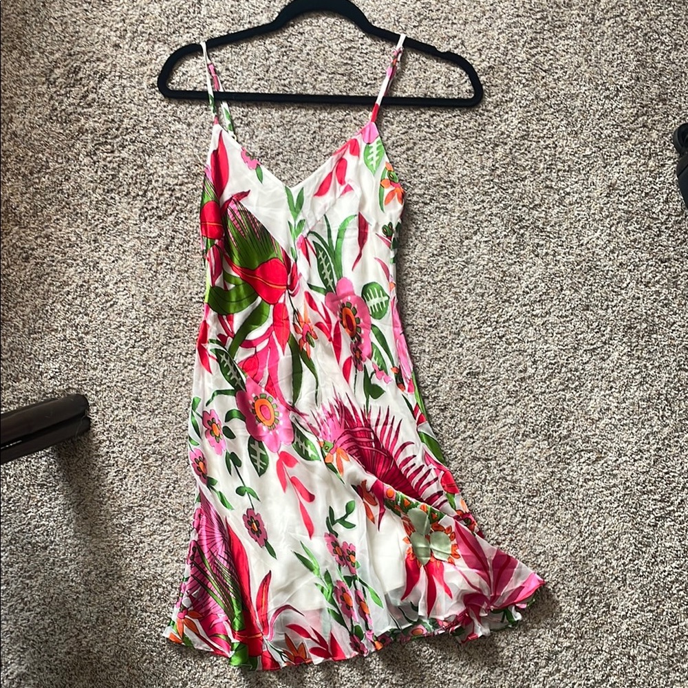 Cult Gaia Floral Mini Dress - Pink and Green